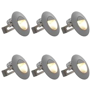 vidaXL 6x Außenleuchte Wandleuchte Gartenlampe Gartenleuchte Treppenleuchte Treppenbeleuchtung Stufenlicht Wand Einbauleuchte LED 5 W Silbern Rund