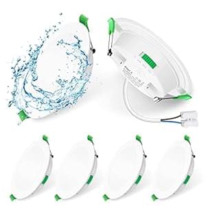 ALUSSO LED Einbaustrahler Ultra Flach 7W 230V, Dimmbare Deckenspots IP65 Badezimmer, 580LM Spots, Warmweiß 3000K Neutralweiß 4000K Kaltweiß 6500K Einbauspots für Küche Wohnzimmer, 6er Set