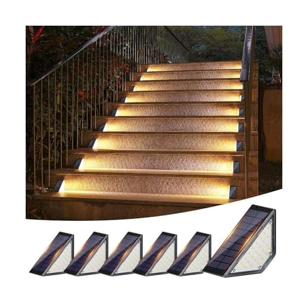 Solarlampen für Außen Garten, LED Gartenlampen für Innenhöfe Dekoration, Terrasse, Zaun, Pathway, Stufen und Treppen, LED Wegeleuchten IP65 Wasserdicht Outdoor Balkon Boden, 6 Stück